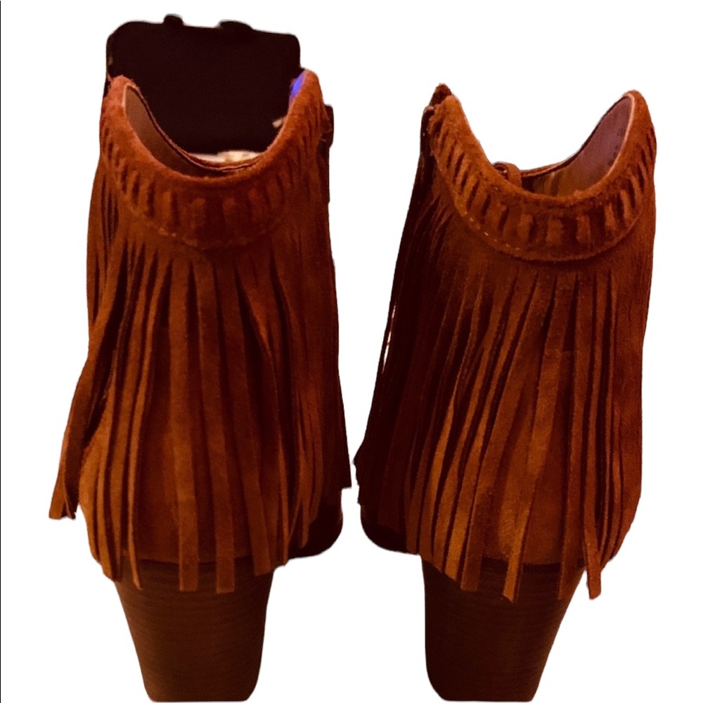 NEW, Gianni Bini, Brown Fringe, Ankle Booties, Size 10 - Picture 2 of 9